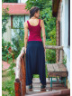 Side Zipper Closure Flat Waist Boho Wholesale Black Harem Pants