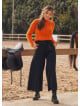 Buttoned Banded Waist Low Rise Black Culottes