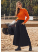 Buttoned Banded Waist Low Rise Black Culottes