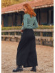 Elastic Waistband Side Pockets Black Culottes