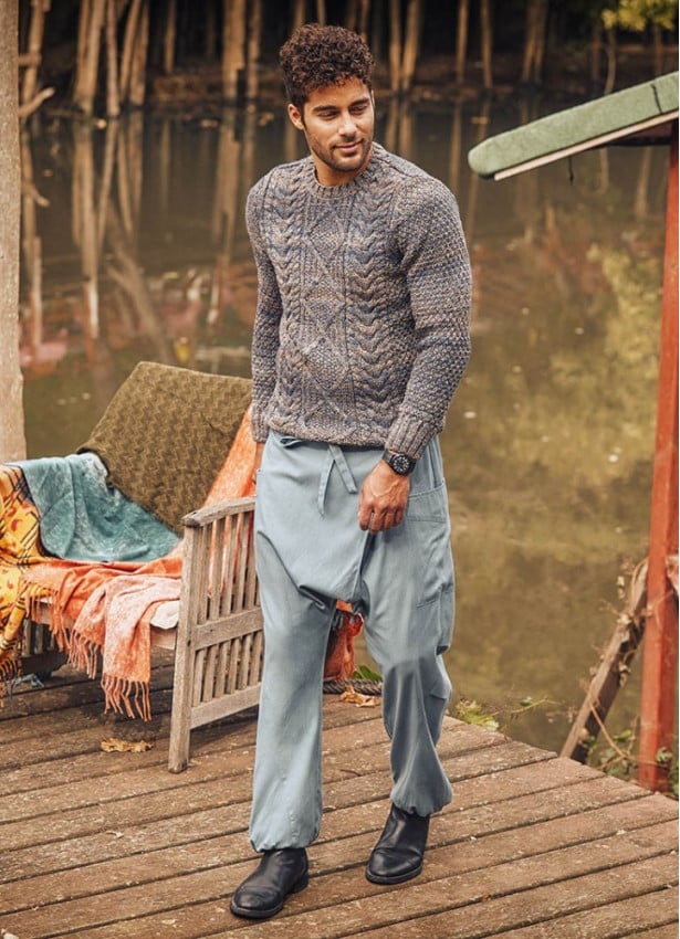 Adjustable Tie Waist Boho Wholesale Mens Drop Crotch Pants