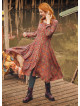 Retro Print Asymmetrical Hem Button Down Long Sleeve Dress