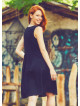V Neck Button Detailed Sleeveless Summer Black Dress 4577