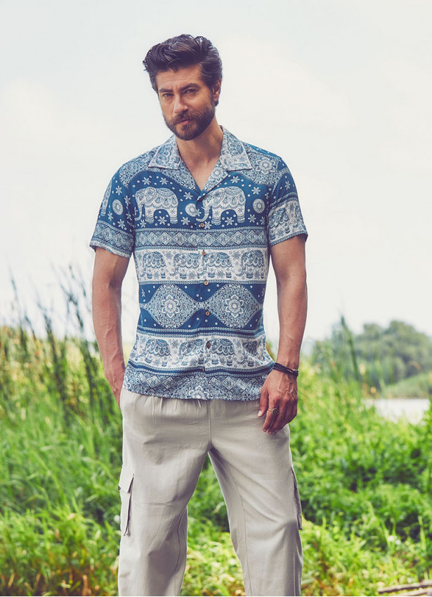 White Patterned Comfortable Fit Men's Shirt