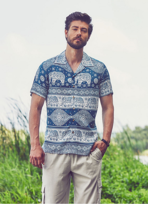 White Patterned Comfortable Fit Men's Shirt