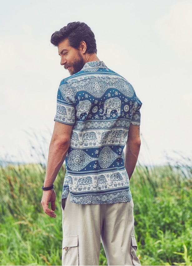 White Patterned Comfortable Fit Men's Shirt
