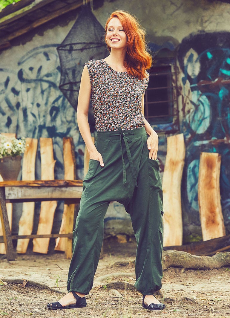 Pocket Detail Casual Cotton Pants | Wholesale Boho Clothing