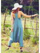 Halter Neck Zipper Back Closure Wholesale Blue Harem Jumpsuit