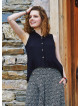 Shirt Collar Asymmetric Cut Black Authentic Blouse 4552