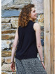 Shirt Collar Asymmetric Cut Black Authentic Blouse 4552