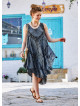 Gray Patterned Scoop Neck Round Hem Sleeveless Dress
