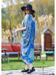Blue Patterned Low Back Bohemian Summer Dress