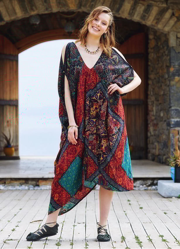 Black Patterned Low Back Bohemian Summer Dress