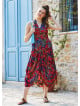 Floral Printed Shirt Collar Long Boho Dress