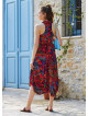 Floral Printed Shirt Collar Long Boho Dress