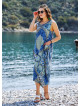 Blue Print Scoop Neck Pocket Detail Boho Maxi Dress