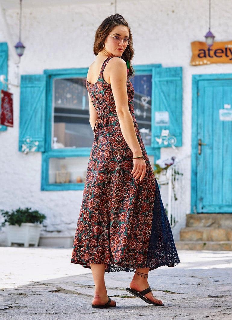 Bohemian Style Maxi Lace Patterned Dress | Wholesale Boho Clothing