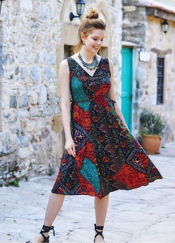 Etnic Patterned Boho Chic Summer Day Dress