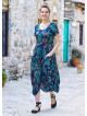 Floral Printed Asymetrical Hem Half Sleeve Long Dress