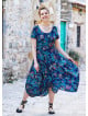 Floral Printed Asymetrical Hem Half Sleeve Long Dress