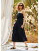 Strapless Chest Pocket Detailed Black Flared Dress 4459