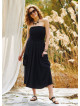 Strapless Chest Pocket Detailed Black Flared Dress 4459