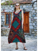 Ethnic Print Pocket Detailed Scoop Neck Loose Fit Maxi Sundress