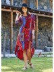Red Beaded Slits Boat Neck Tassel Tunic Dress