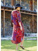 Red Beaded Slits Boat Neck Tassel Tunic Dress