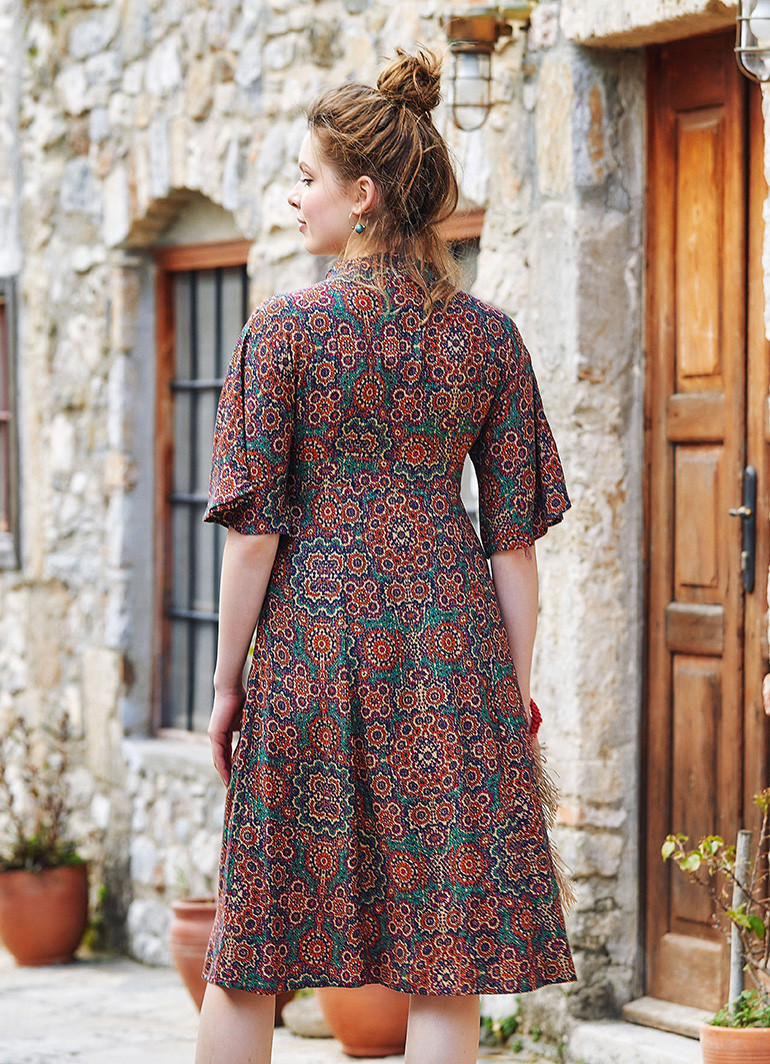 Mandarin collar midi dress store