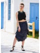 Gray Elastic Waist Low Rise Skirt Pants