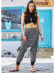 Elastic Ankle Cuffs Button Closure Printed Cotton Harem Pants