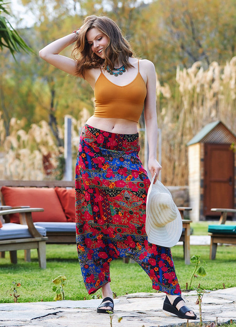 Roma Patterned Hidden Zipper Modern Harem Pants | Wholesale Boho Clothing