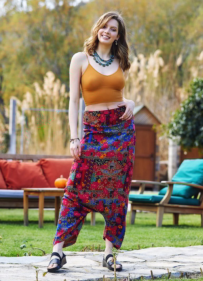 Roma Patterned Hidden Zipper Modern Harem Pants Wholesale Boho