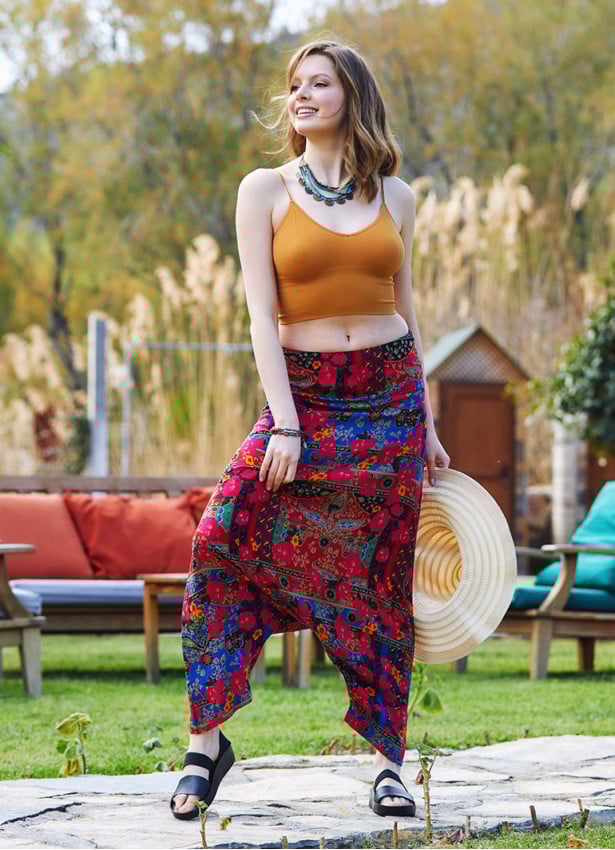 Roma Patterned Hidden Zipper Modern Harem Pants