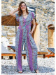 Half Sleeve Patterned Bohemian Jumpsuit