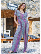 Half Sleeve Patterned Bohemian Jumpsuit