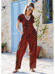 Half Sleeve Wide Leg Bohemian Jumpsuit