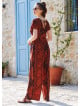 Half Sleeve Wide Leg Bohemian Jumpsuit