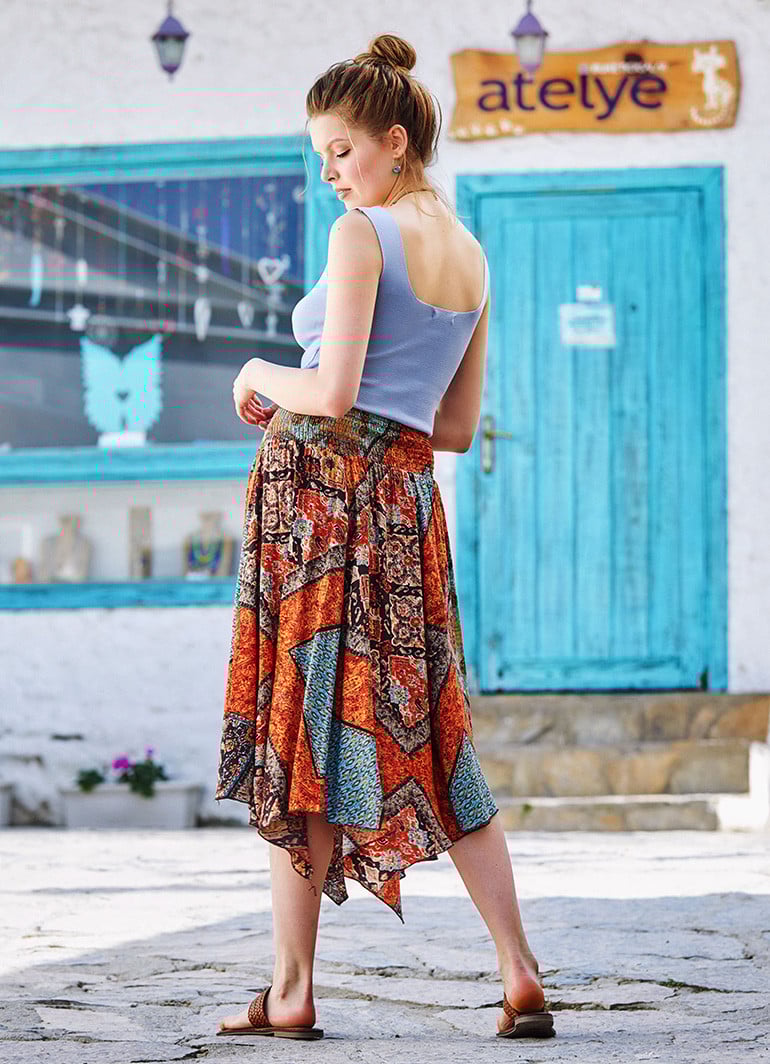 Asymmetrical skirt hotsell boho