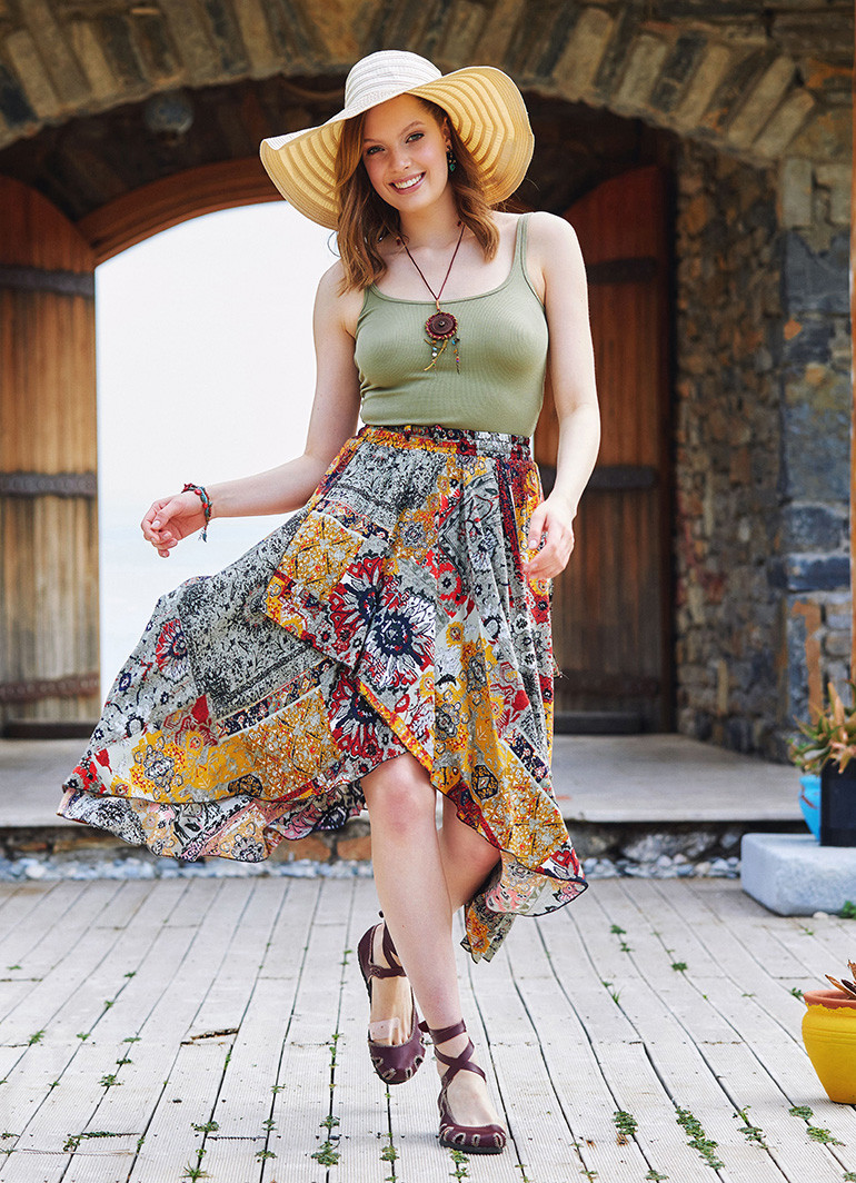Mustard boho deals skirt