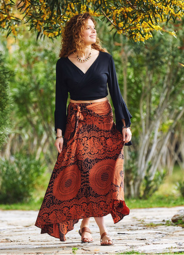 Gypsy Style Orange Flowy Skirt
