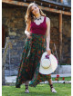 Gypsy Style Green Patterned Flowy Skirt