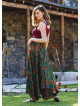 Gypsy Style Green Patterned Flowy Skirt