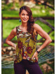 Sleeveless Wrap Front Boat Neck Summer Green Top