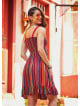 Laced Straps Frill Hem V Neck Striped Wholesale Gypsy Style Dress