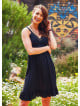 Laced V Neck Shirred Back Frill Hem Boho Wholesale Black Dress