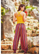 Flat Front Elastic Hem Medium Rise Striped Yoga Pants