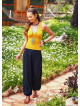 Easy Pull On Elastic Waist Black Yoga Harem Pants