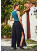 Zipper Detailed Pocket Black Women's High Waist Trousers 4642